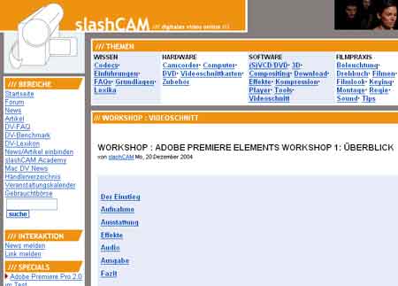 Slashcam.de mit einem guten Workshop zu Premiere Elements