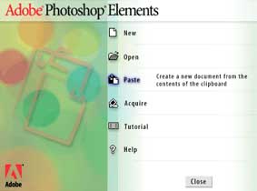 Der Startbildschirm der ersten Photoshop Elements-Version