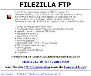 Die deutsche FileZilla-Seite