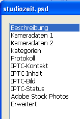 Kamera daten und IPTC-Daten